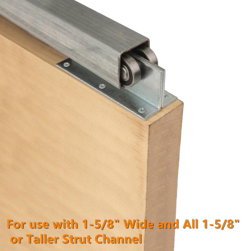 BiJun 4 Wheel Trolley Assembly Roller Strut Channel Trolley Heavy Duty Barn or Shed Sliding Doors for Use with 1-5/8"" Wide and All1-5/8 Taller Strut Channel (Silver 4 Packs) - Image 3